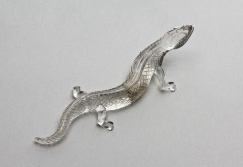 Lizard, rock crystal