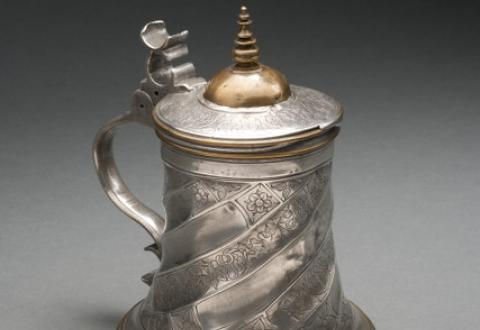 Tankard, pewter en copper